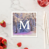 Serviette En Papier Winter scenery with snowed trees watercolor  (En situation)