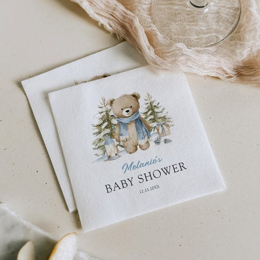 Serviette En Papier Winter Watercolor Bear Baby Shower
