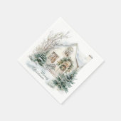 Serviette En Papier Winter Watercolor Holiday House Christmas (Coin)