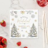 Serviette En Papier Winter Wonderland Anniversaire (En situation)