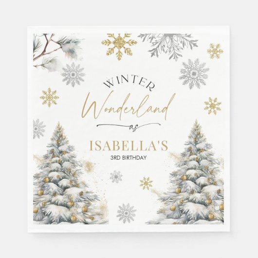 Serviette En Papier Winter Wonderland Anniversaire (Devant)