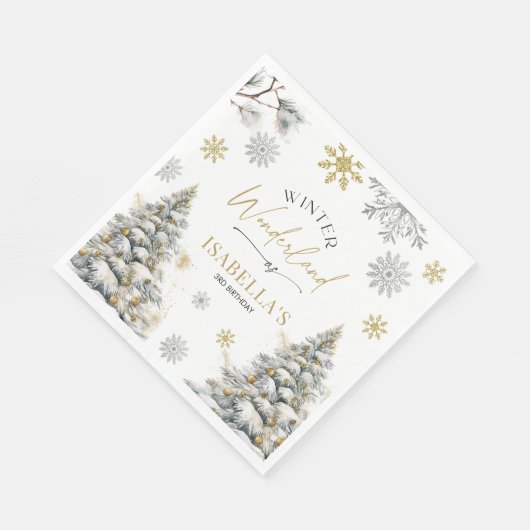 Serviette En Papier Winter Wonderland Anniversaire (Coin)