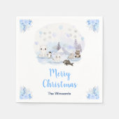 Serviette En Papier Winter Wonderland Arctic Animals Merry Christmas (Devant)