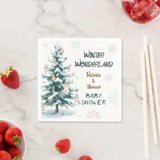 Serviette En Papier Winter Wonderland Baby Shower (En situation)