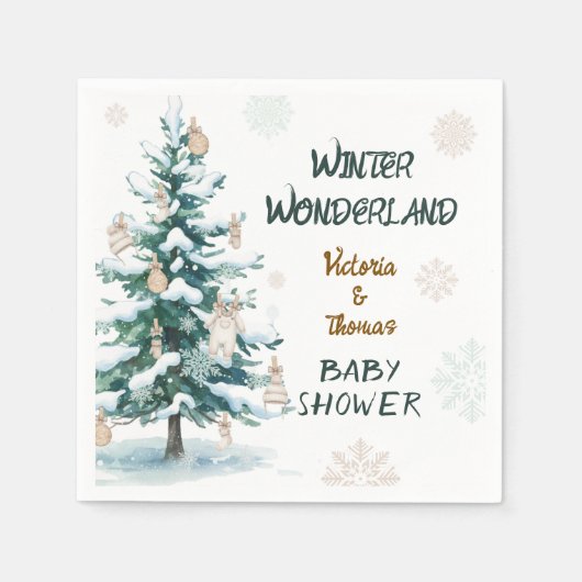 Serviette En Papier Winter Wonderland Baby Shower (Devant)