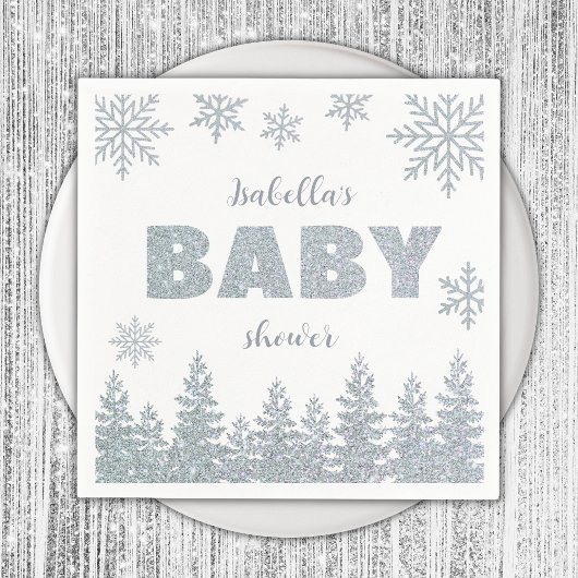 Serviette En Papier Winter Wonderland Baby shower de Parties scintilla