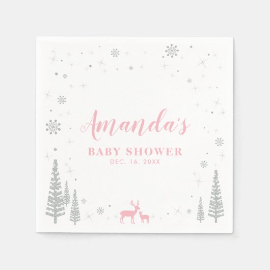 Serviette En Papier Winter Wonderland Baby shower neige papier Napkin (Devant)