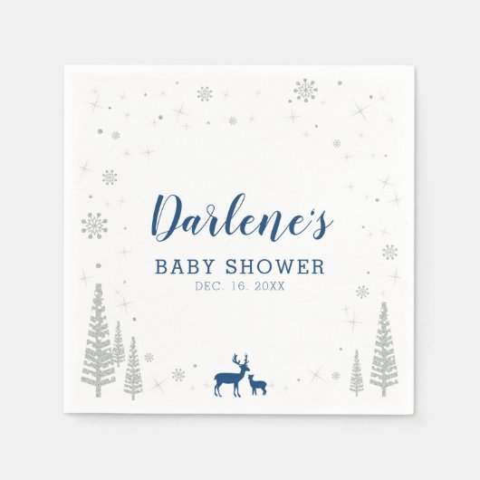 Serviette En Papier Winter Wonderland Baby shower neige papier Napkin (Devant)