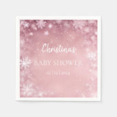 Serviette En Papier Winter Wonderland Baby shower rose (Devant)