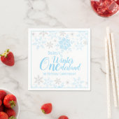 Serviette En Papier Winter Wonderland Blue Silver Parties scintillant  (En situation)
