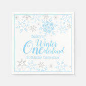 Serviette En Papier Winter Wonderland Blue Silver Parties scintillant  (Devant)