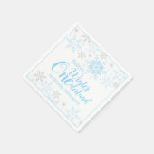 Serviette En Papier Winter Wonderland Blue Silver Parties scintillant  (Coin)