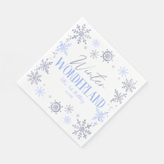 Serviette En Papier Winter Wonderland Blue Snowflake fête d'anniversai (Coin)