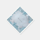Serviette En Papier Winter Wonderland Blue Snowflakes Élégante fête (Coin)