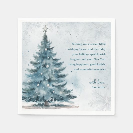 Serviette En Papier Winter Wonderland Blue Tree Christmas Party (Devant)