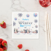 Serviette En Papier Winter Wonderland Blue Watercolor (En situation)