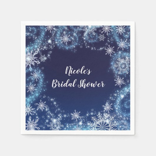 Serviette En Papier Winter Wonderland Blue & White Sparkies Snowflakes (Devant)