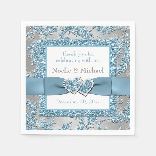 Serviette En Papier Winter Wonderland, Coeurs joints Papier serviettes (Devant)