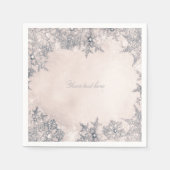 Serviette En Papier Winter Wonderland Crème Blanc Élégant Snowflakes (Devant)