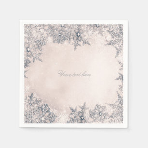 Serviette En Papier Winter Wonderland Crème Blanc Élégant Snowflakes
