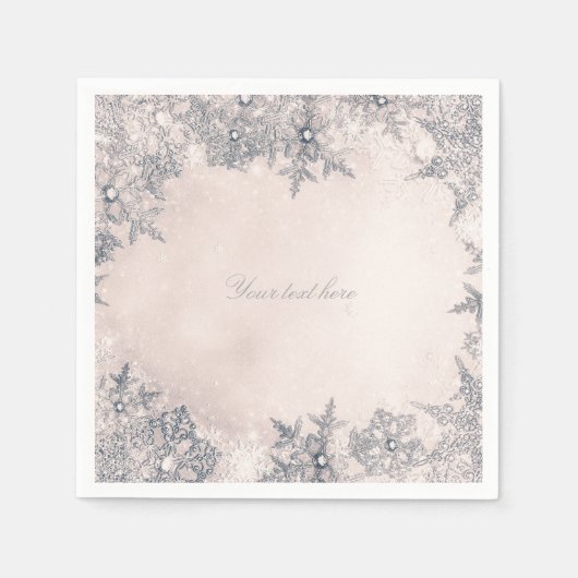 Serviette En Papier Winter Wonderland Crème Blanc Élégant Snowflakes (Devant)