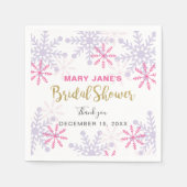 Serviette En Papier Winter Wonderland Fête des mariées Pink Snowflake (Devant)
