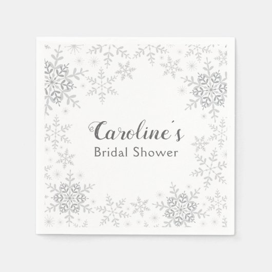Serviette En Papier Winter Wonderland Fête des mariées Silver Snowflak (Devant)