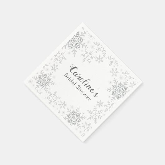Serviette En Papier Winter Wonderland Fête des mariées Silver Snowflak (Coin)