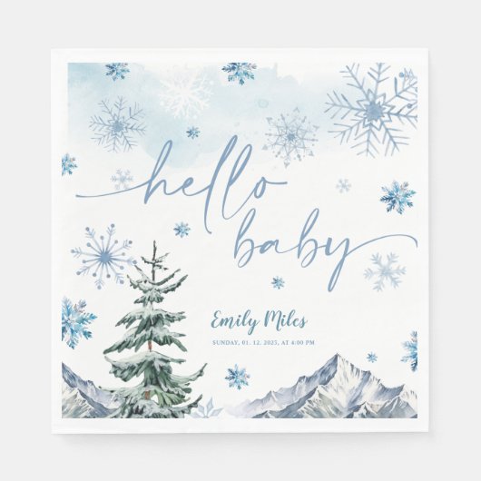 Serviette En Papier Winter Wonderland Hello Baby Papier serviettes (Devant)