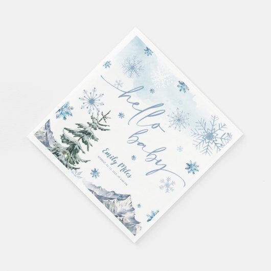 Serviette En Papier Winter Wonderland Hello Baby Papier serviettes (Coin)
