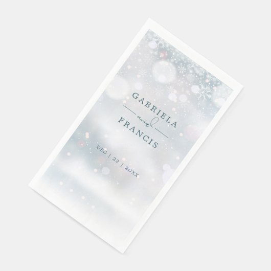 Serviette En Papier Winter Wonderland Mariage de neige (Coin)