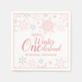 Serviette En Papier Winter Wonderland Pink Silver Parties scintillant  (Devant)