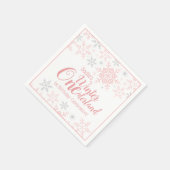 Serviette En Papier Winter Wonderland Pink Silver Parties scintillant  (Coin)