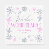 Serviette En Papier Winter Wonderland Pink Snowflake fête d'anniversai (Devant)