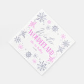 Serviette En Papier Winter Wonderland Pink Snowflake fête d'anniversai (Coin)