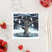 Serviette En Papier Winter Wonderland Rustic Tree Lights Mason Jars (En situation)