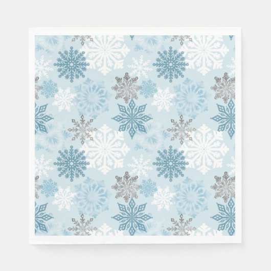 Serviette En Papier Winter Wonderland Silver Parties scintillant Snowf (Devant)