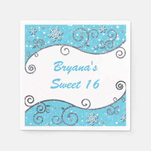 Serviette En Papier Winter Wonderland Silver Swils Bleu clair (Devant)