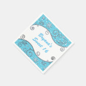 Serviette En Papier Winter Wonderland Silver Swils Bleu clair (Coin)