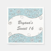 Serviette En Papier Winter Wonderland Silver Swils Blue (Devant)