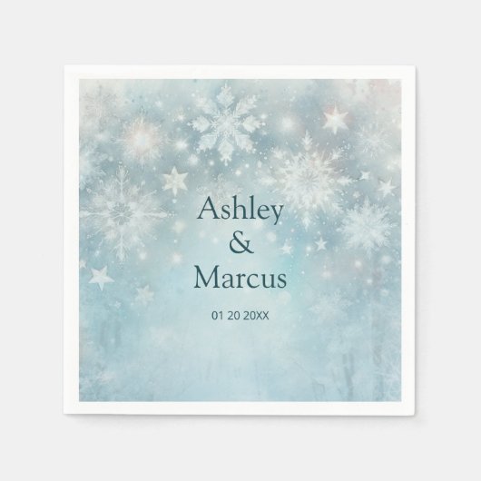 Serviette En Papier Winter Wonderland Snowflake Wedding RSVP (Devant)