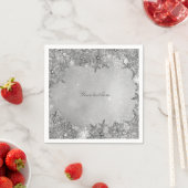 Serviette En Papier Winter Wonderland Snowflakes Pure Argent Élégant (En situation)