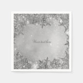 Serviette En Papier Winter Wonderland Snowflakes Pure Argent Élégant (Devant)