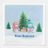 Serviette En Papier Winter Wonderland Snowmen Papier Napkin (Devant)
