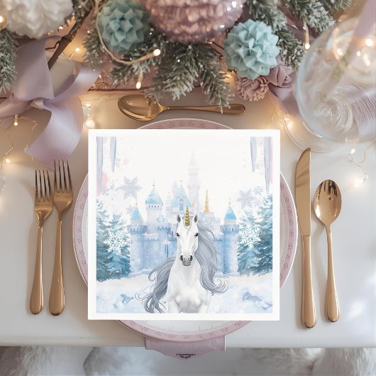 Serviette En Papier Winter Wonderland Unicorn