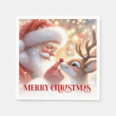Serviette En Papier Wintery Santa Rudolph Christmas Party Napkins (Devant)
