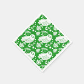 Serviette En Papier Wise Owl Folk Art Green Holiday (Coin)