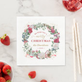 Serviette En Papier Wish You A Merry Christmas Wreath Monogram (En situation)