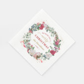 Serviette En Papier Wish You A Merry Christmas Wreath Monogram (Coin)
