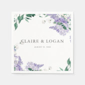 Serviette En Papier Wisteria Dusty Purple Mariage d'aquarelle (Devant)